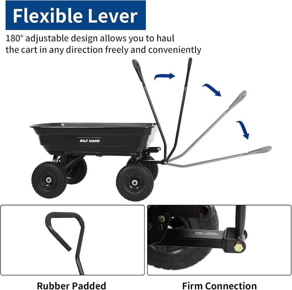 4 Cu.Ft. Poly Yard Dump Cart with 180° Rotating Handle K38524