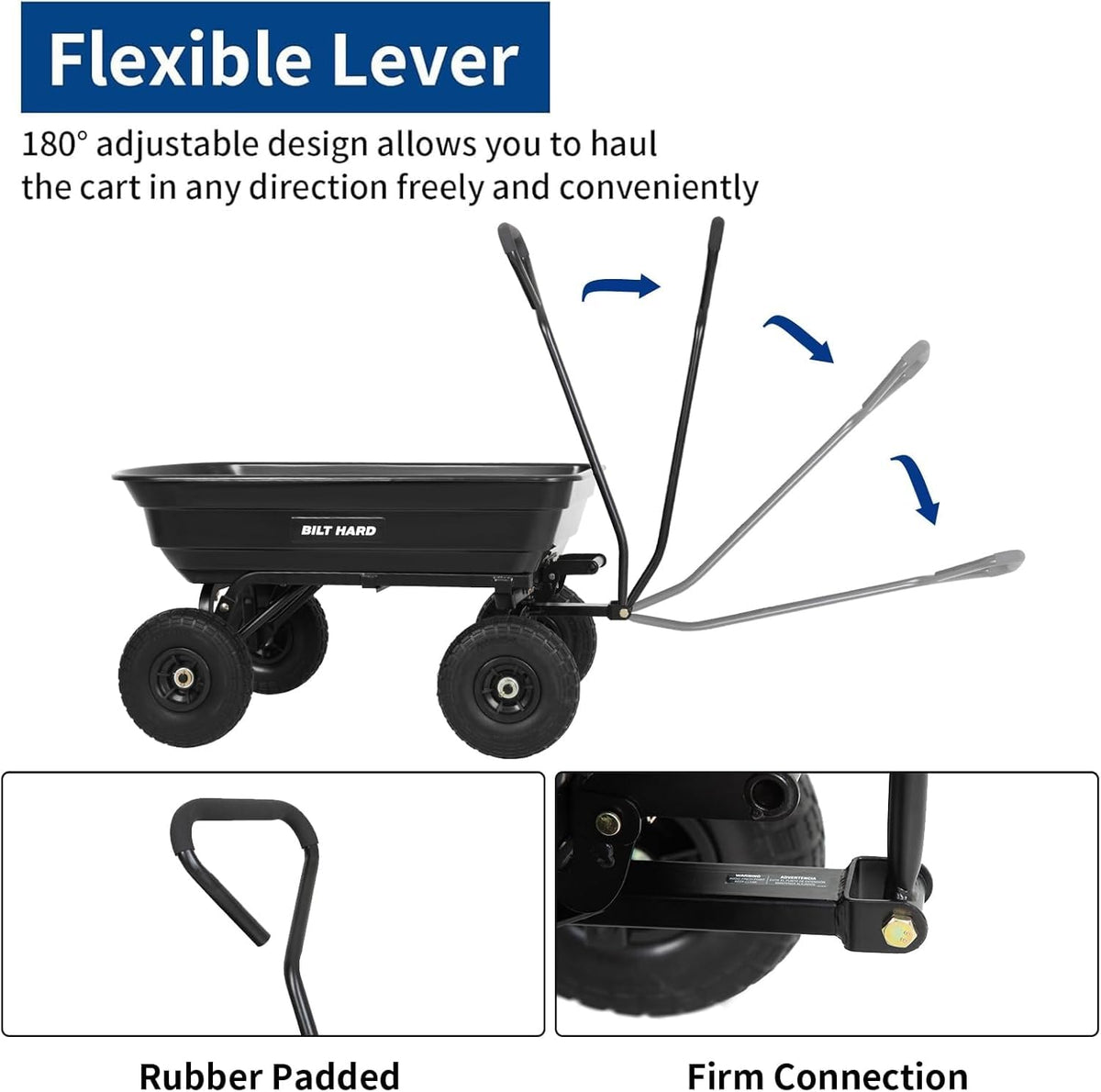4 Cu.Ft. Poly Yard Dump Cart with 180° Rotating Handle K38524
