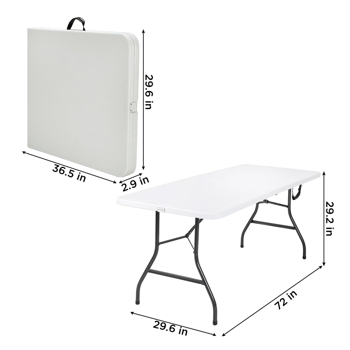 6 Foot Fold-in-Half Folding Table White Speckle HDPE Top X15293