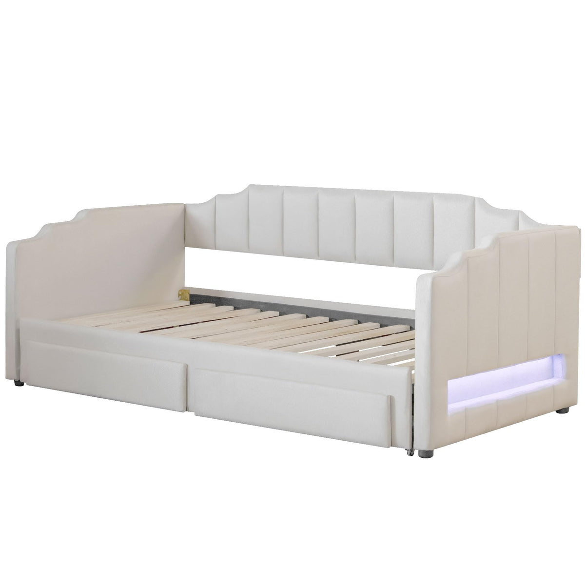 Linen Upholstered Daybed with Trundle and 2 Storage Drawers K175249