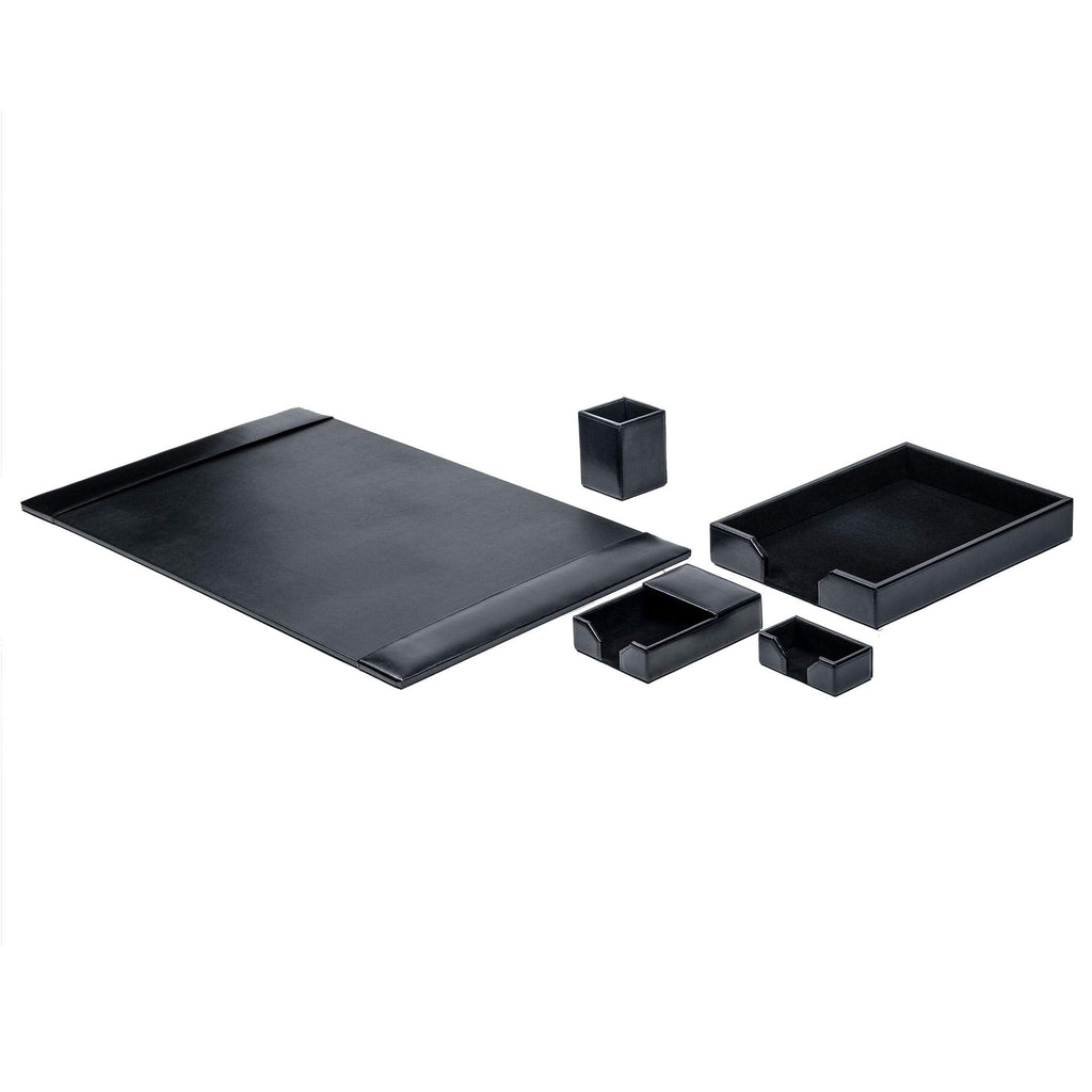 Black Bonded Leather 5-Piece Desk Set Y34212