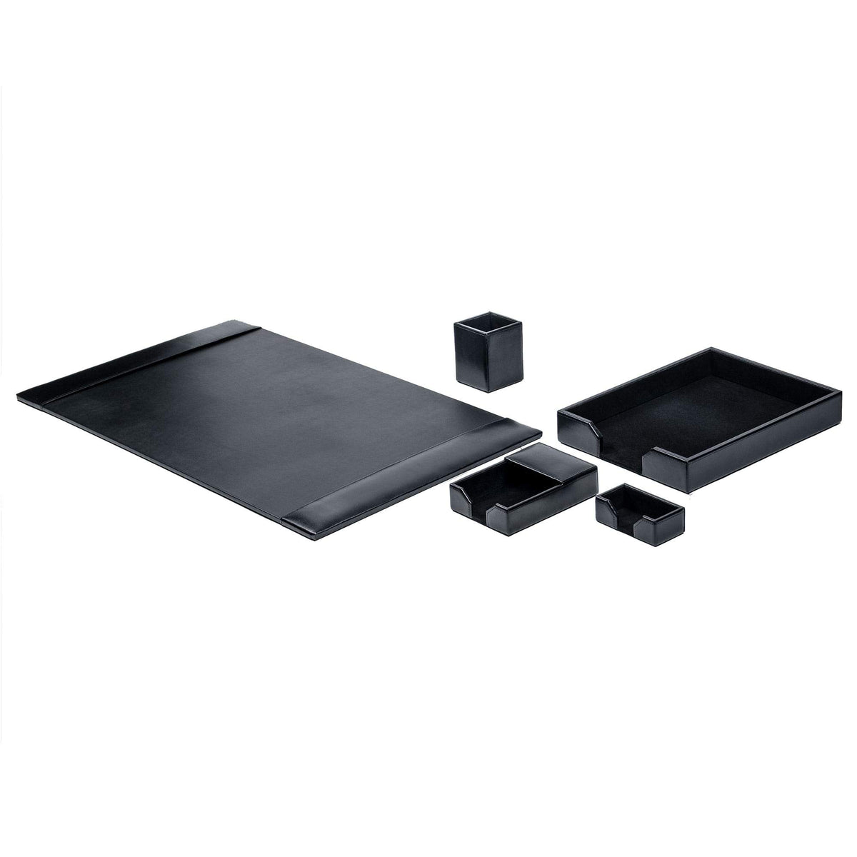 Black Bonded Leather 5-Piece Desk Set Y34212