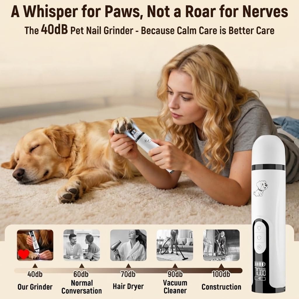 Dog Nail Grinder with Dual LED, 3 Speeds and 2000mAh Battery Y56465