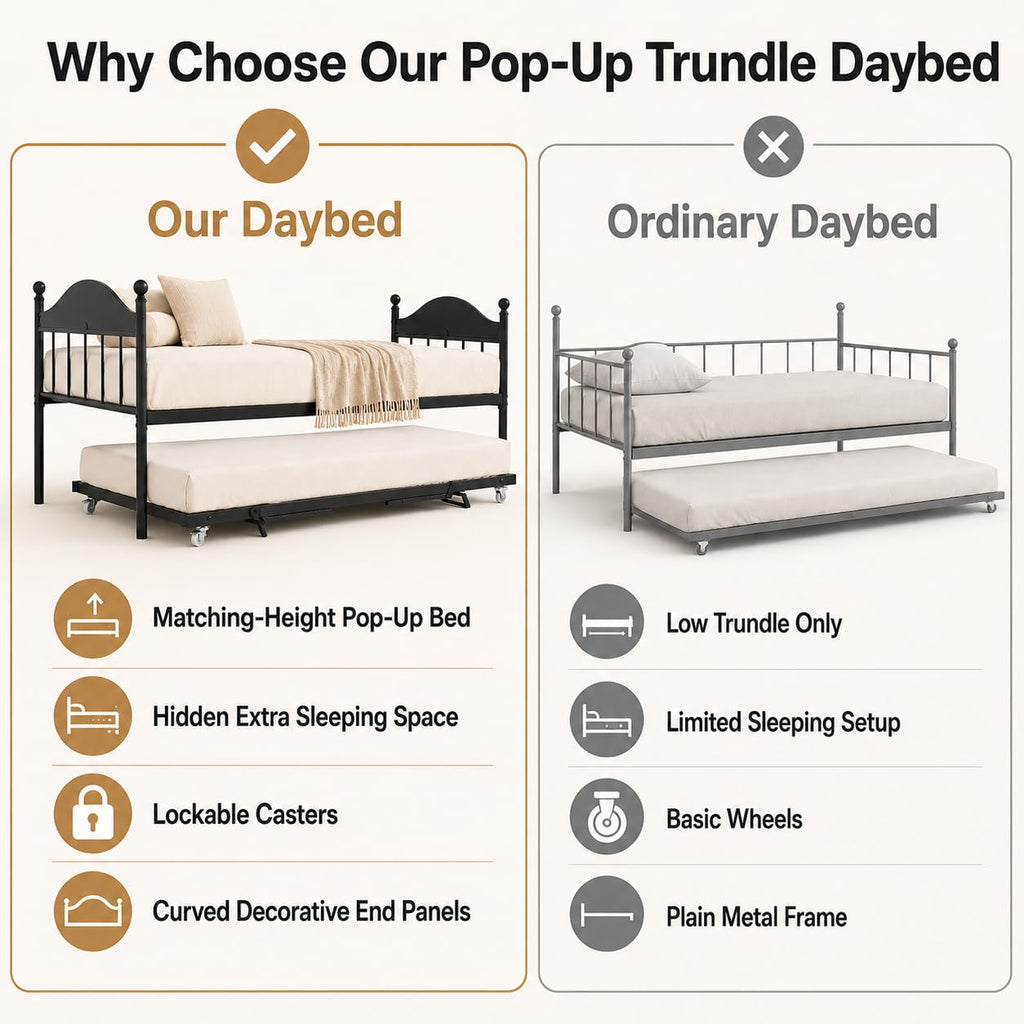 Black Daybed with Pop Up Trundle Q47415