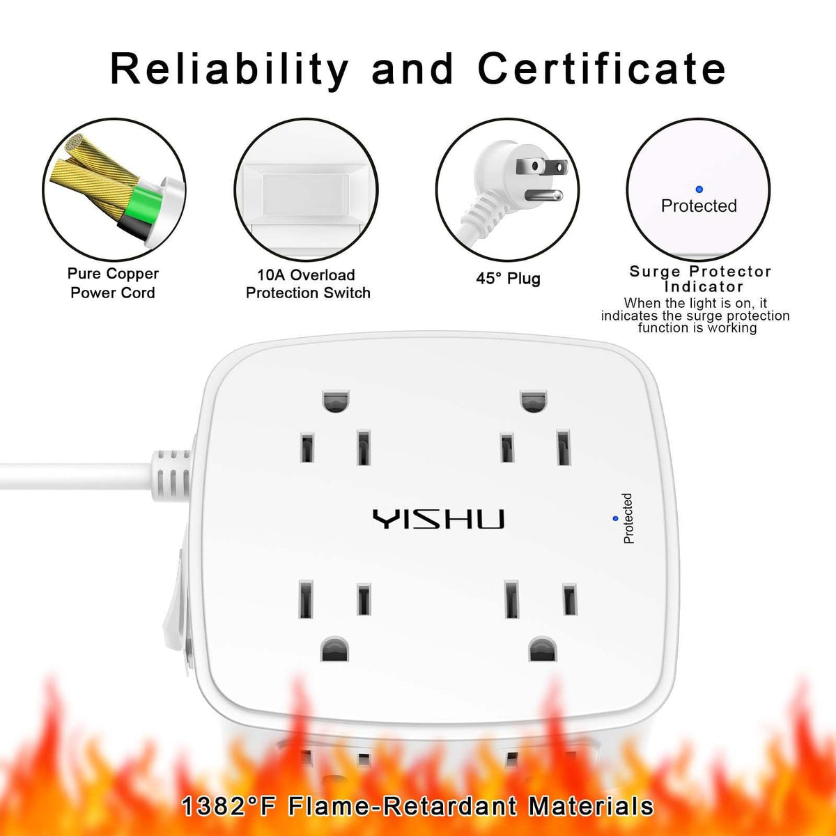 6Ft Surge Protector Power Strip with 8 Outlets & 4 USB Ports P228830