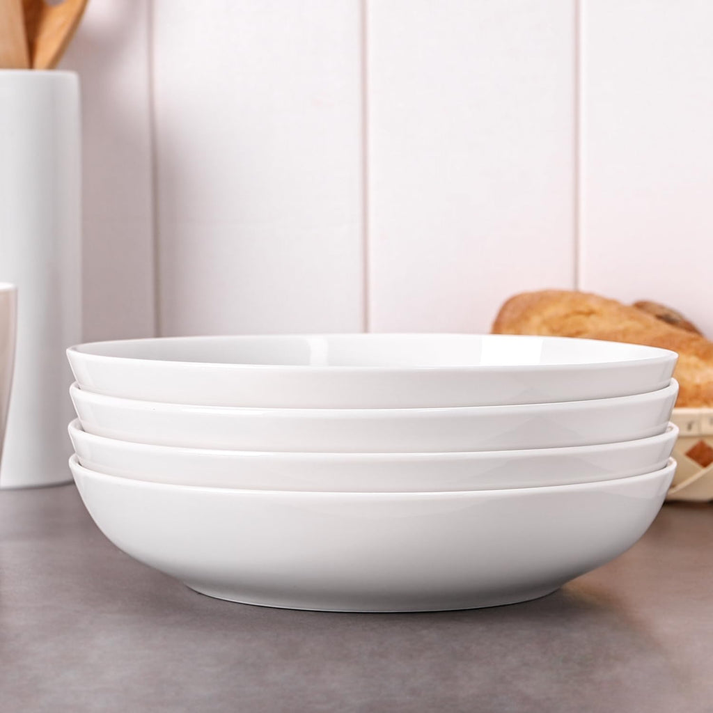 9.75" White Ceramic Pasta Bowls Set of 4 T17710