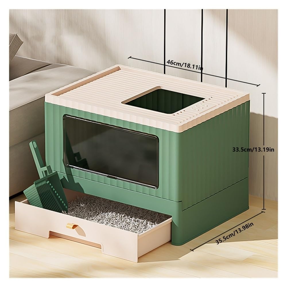 Foldable Cat Litter Box with Lid & Scoop J2509