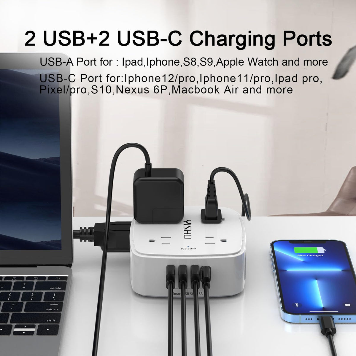 6Ft Surge Protector Power Strip with 8 Outlets & 4 USB Ports P228830