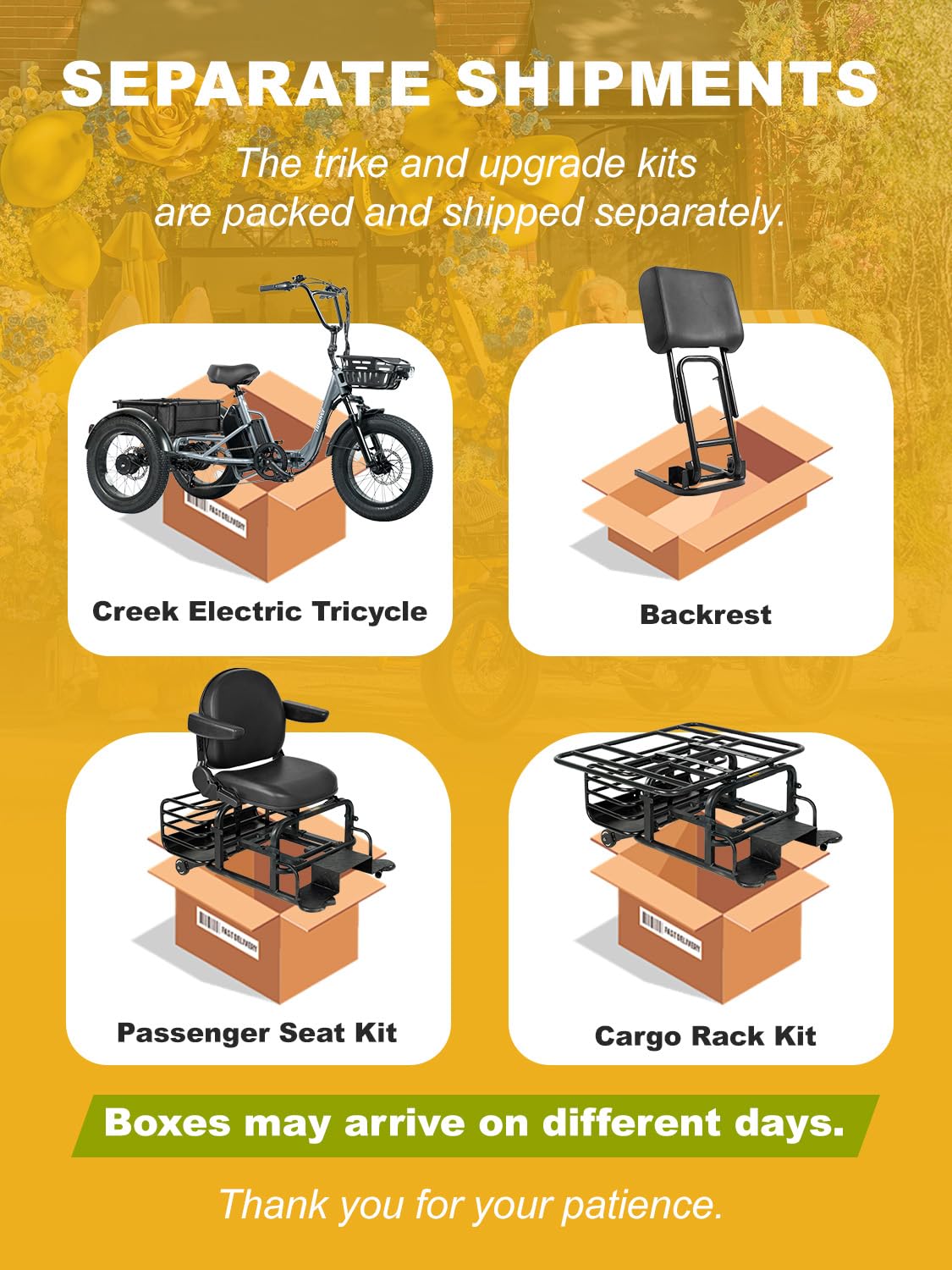 Folding Electric Tricycle for Adults 2 Seater 1000W 48V 15AH N237460