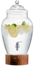 Glass Beverage Dispenser with Wood Base, 3 Gallon Q8316