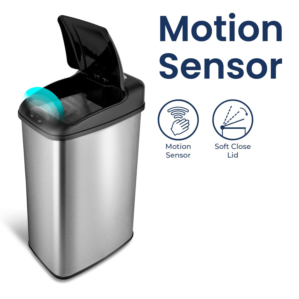 Automatic Motion Sensor Trash Can 13.2 Gal. Stainless Steel D819