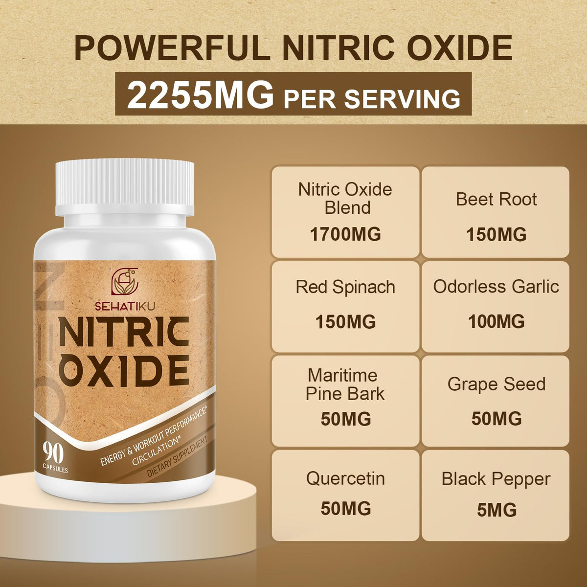 90 Capsules Nitric Oxide Supplement X700965