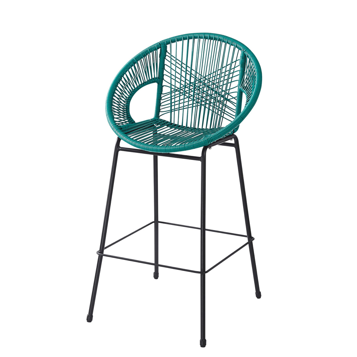 Teal Faux Wicker Outdoor Bar Stool Set of 2 D363003
