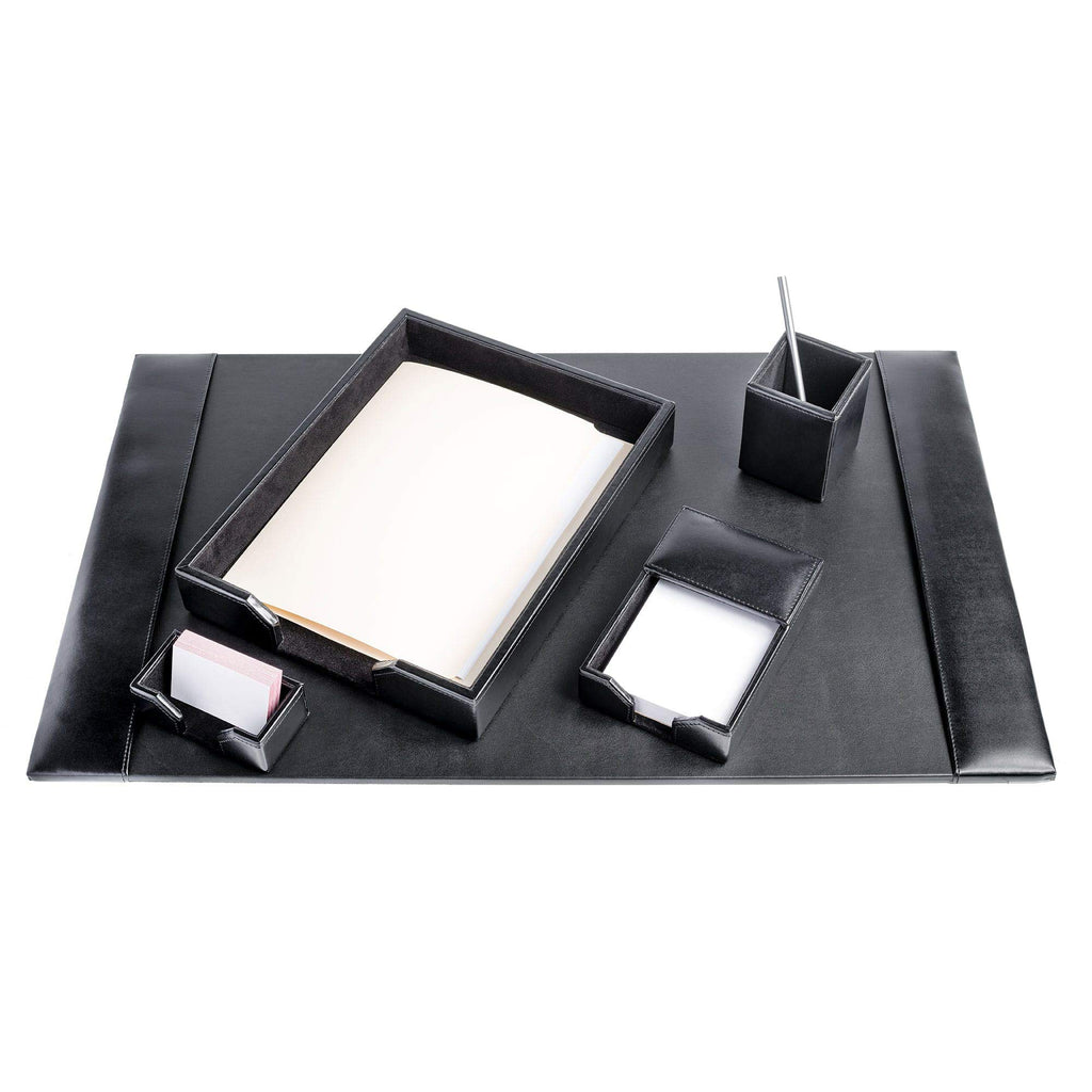 Black Bonded Leather 5-Piece Desk Set Y34212