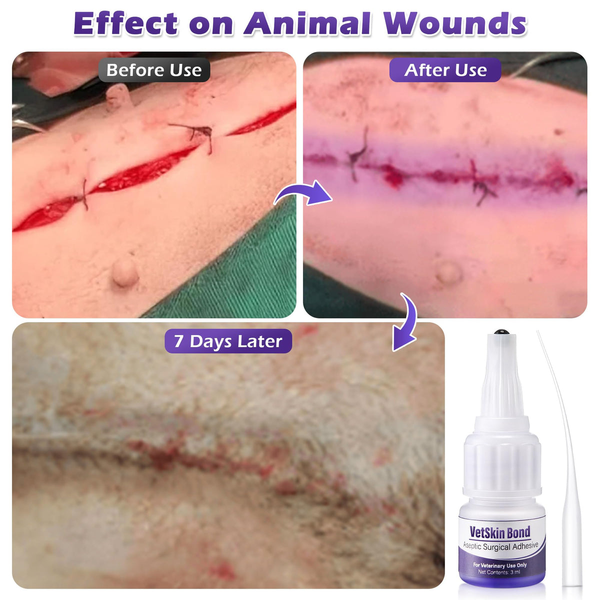 3ml Veterinary Surgical Skin Glue with 10 Applicators B685