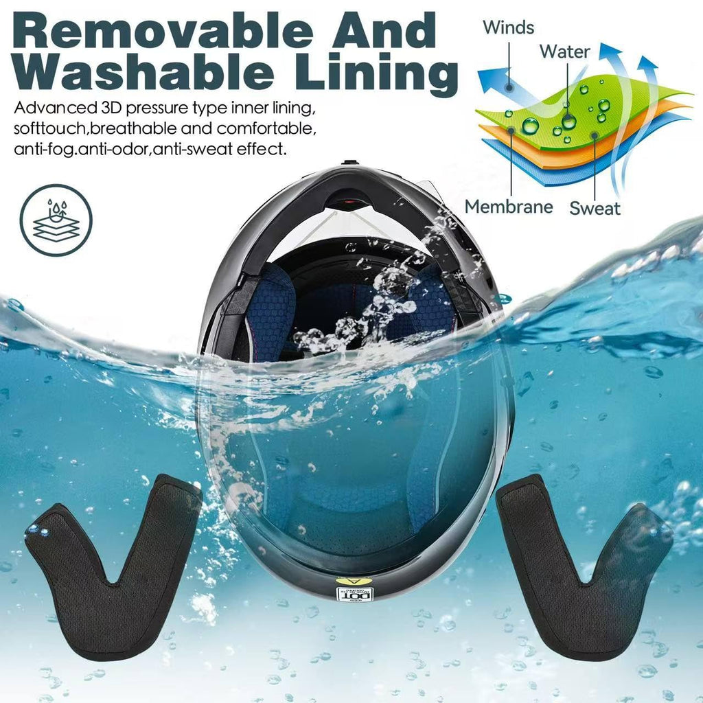 DOT Approved Flip Up Full Face Motorcycle Helmet with Dual Speakers and Microphone T327289