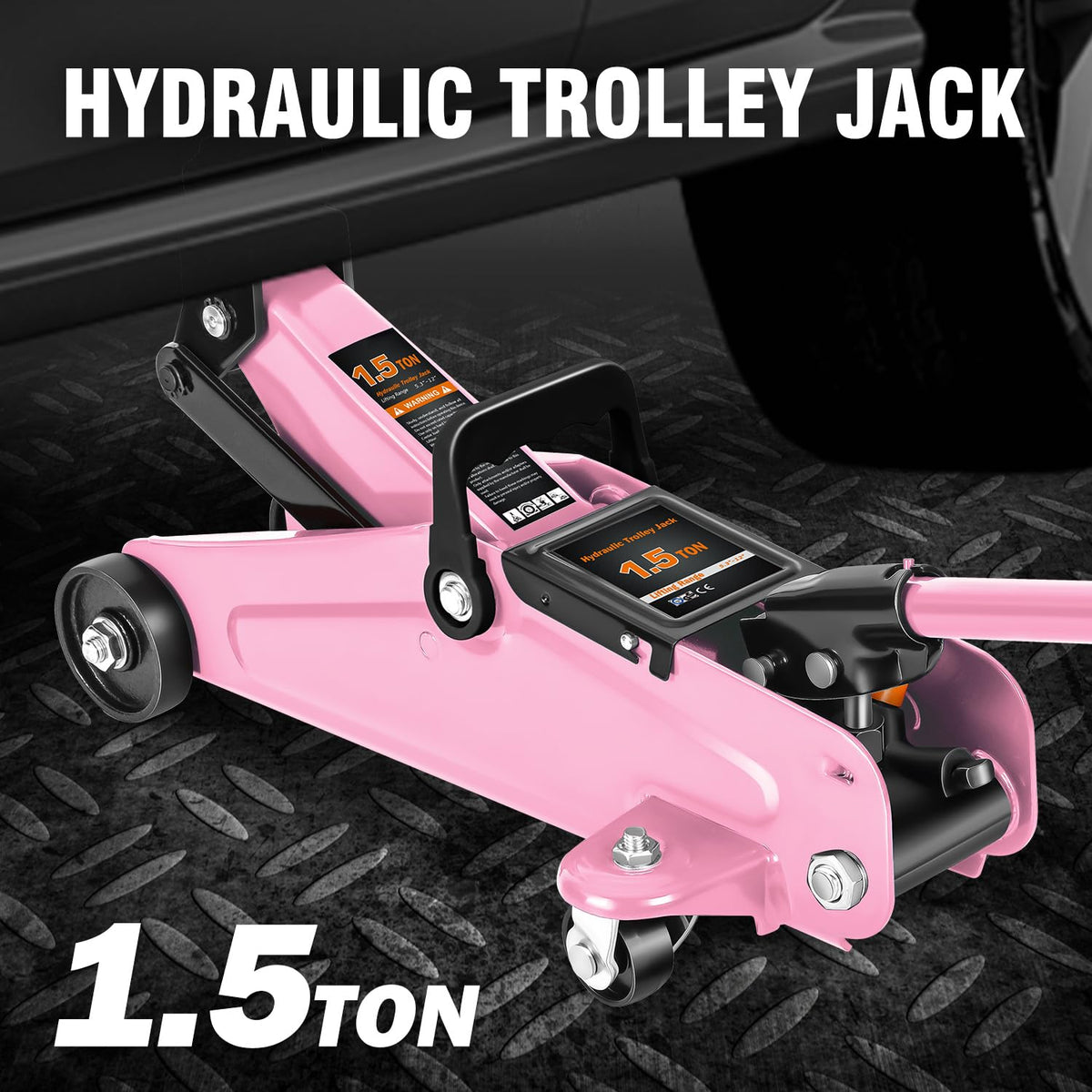 Low Profile Hydraulic Trolley Floor Jack 1.5 Ton Pink N351