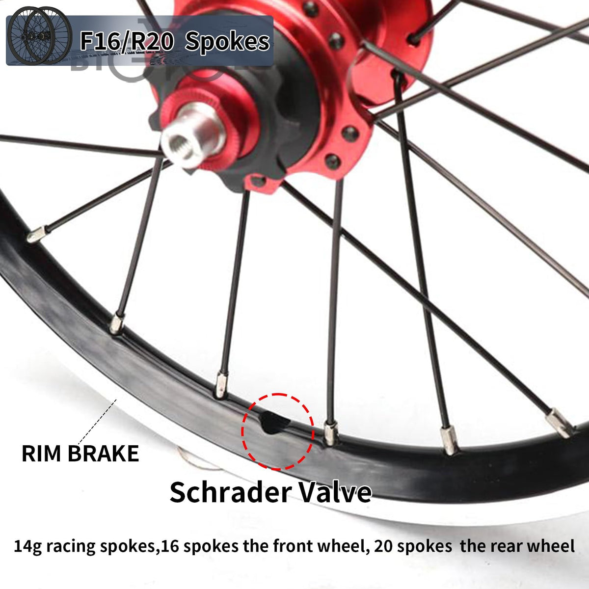 14inch 412 V-Brake Folding Bike Wheelset K267