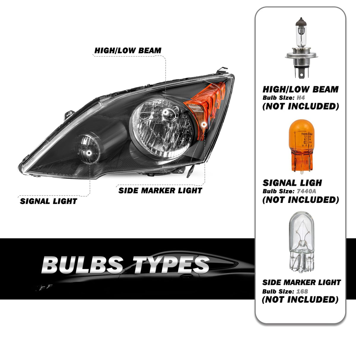 Black Headlight Replacement B895688