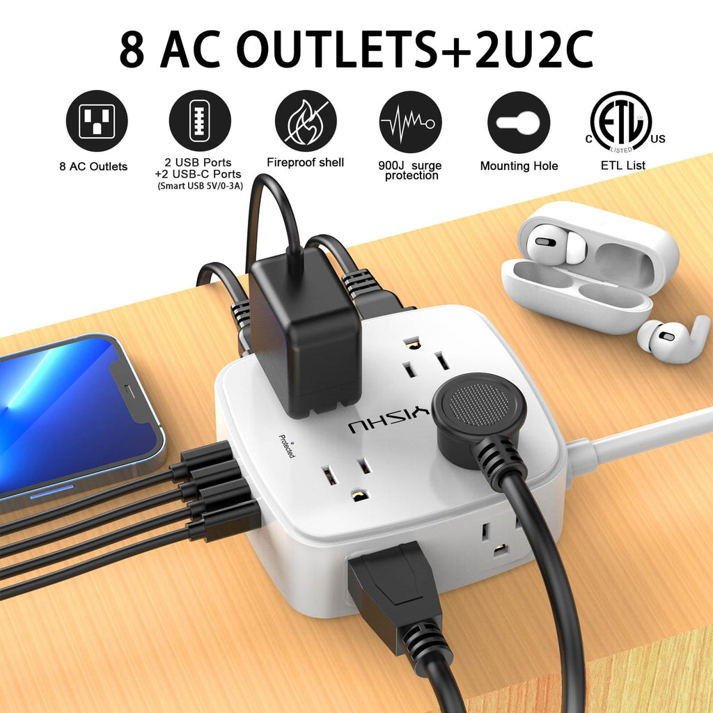6Ft Surge Protector Power Strip with 8 Outlets & 4 USB Ports P228830