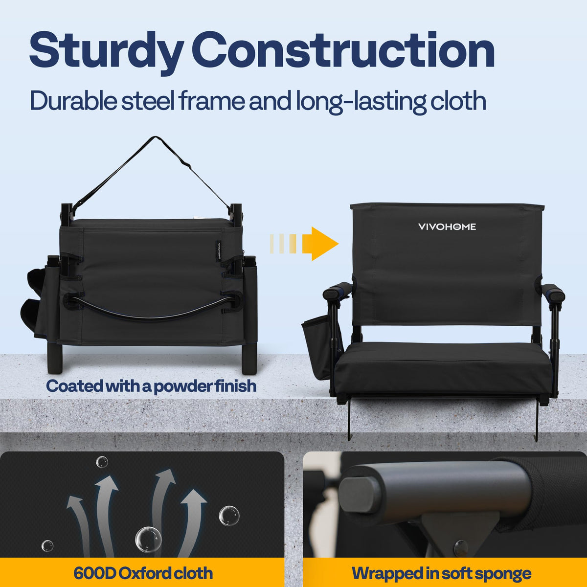Stadium Seat with Back Support and 2.8" Cushion P5286