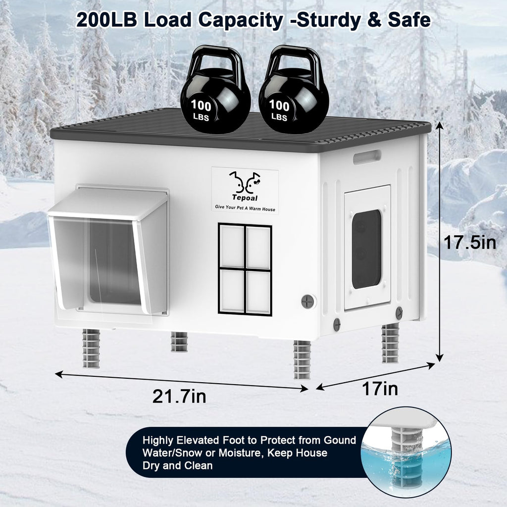 Large 100% Weatherproof Heated Outdoor Cat House with Escape Door O80988