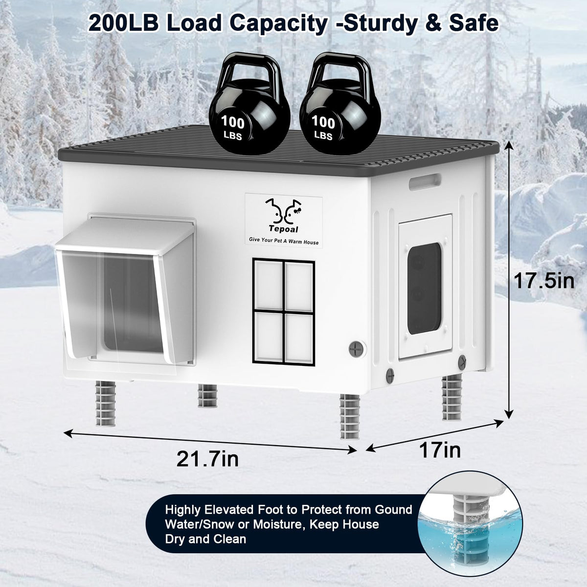 Large 100% Weatherproof Heated Outdoor Cat House with Escape Door O80988