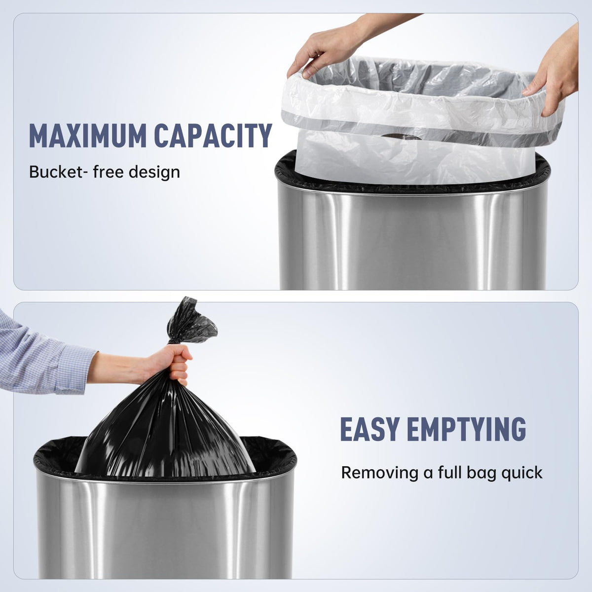 13 Gallon Touch-Free Motion Sensor Stainless-Steel Trash Can T659