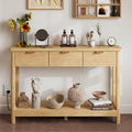 47.2" Narrow Console Table with 3 Drawers & Charging Station, Oak X40768