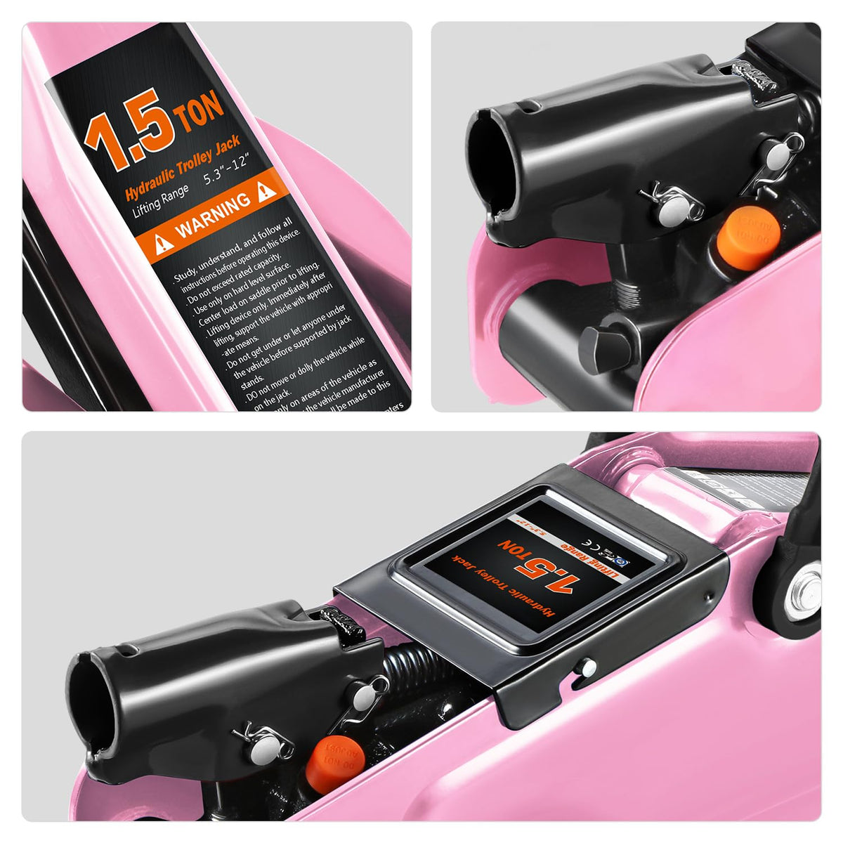 Low Profile Hydraulic Trolley Floor Jack 1.5 Ton Pink N351