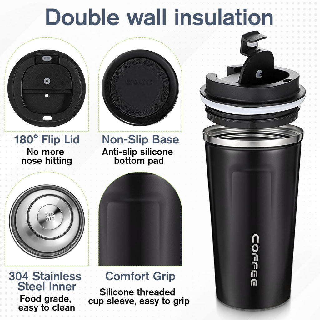 4 Pack 17oz Stainless Steel Insulated Coffee Mug with Lid M70610