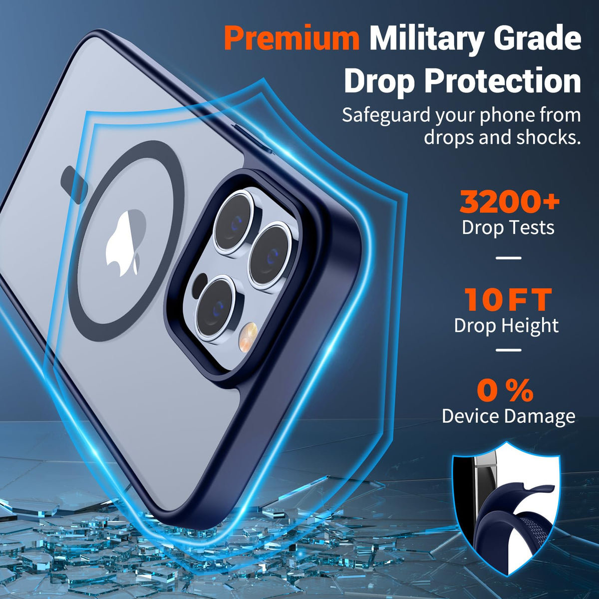 Magnetic iPhone 13 Pro Max Case Navy Blue K35903