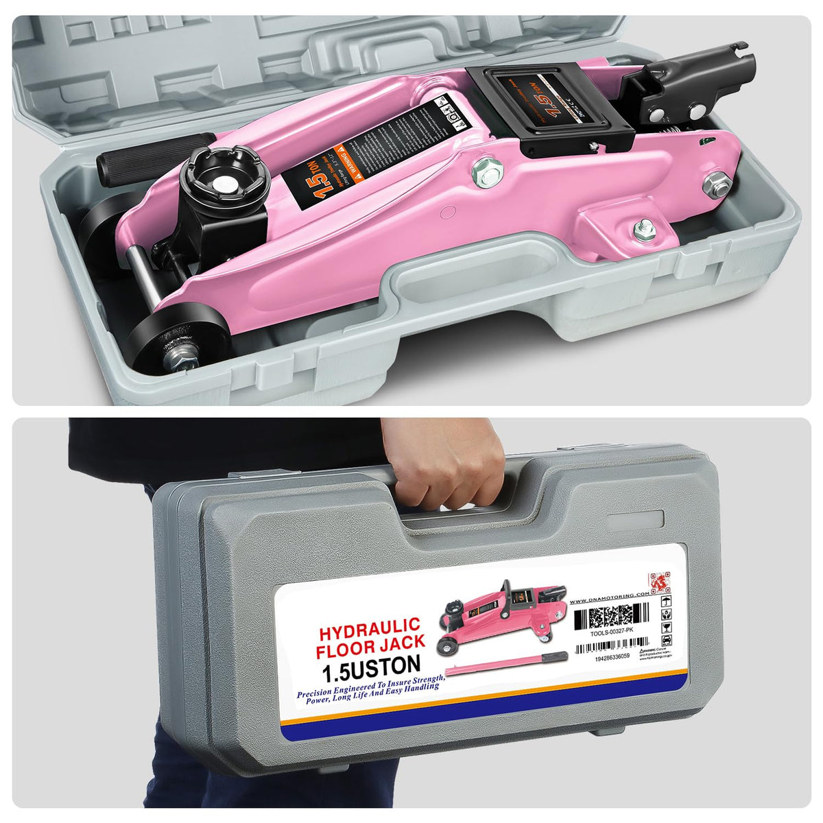 Low Profile Hydraulic Trolley Floor Jack 1.5 Ton Pink N351