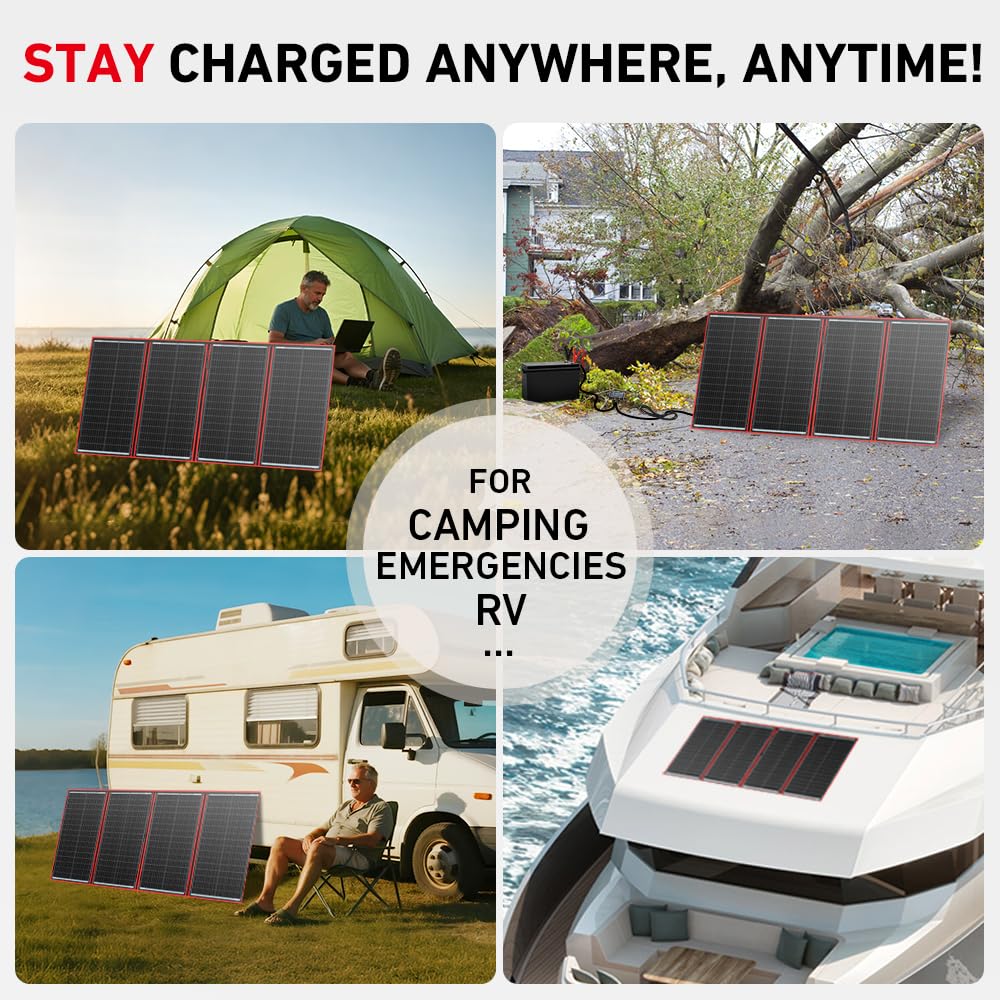 300W Foldable Solar Panel Kit with PWM Controller and USB Ports H751220