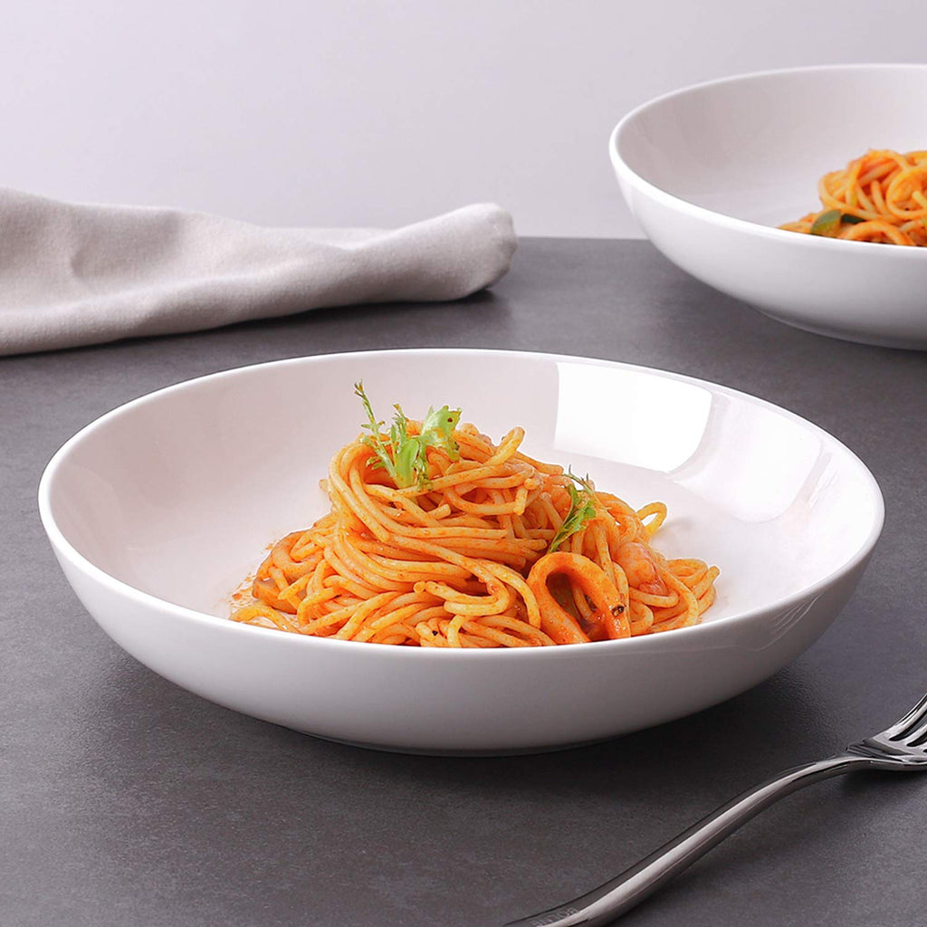 9.75" White Ceramic Pasta Bowls Set of 4 T17710