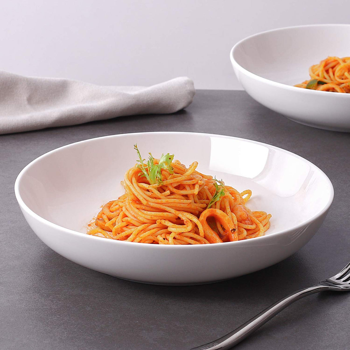 9.75" White Ceramic Pasta Bowls Set of 4 T17710