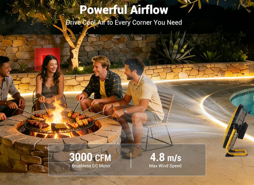 20" Portable Battery Operated Metal Floor Fan H431117