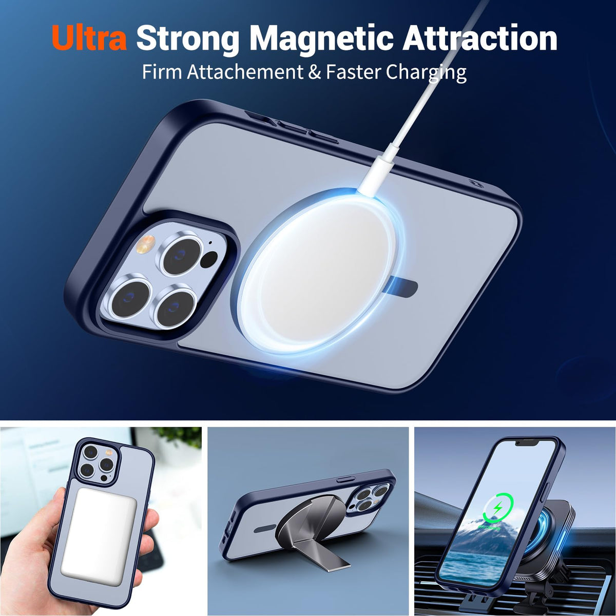 Magnetic iPhone 13 Pro Max Case Navy Blue K35903