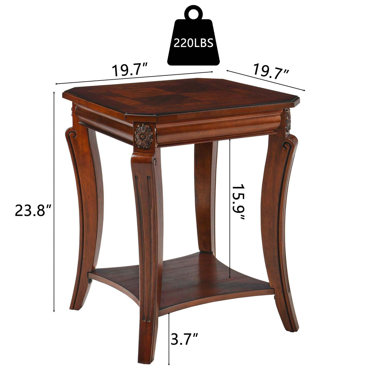 Vintage Wood End Table with Storage Shelf R9855