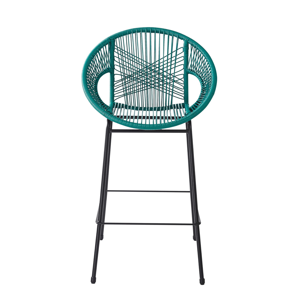 Teal Faux Wicker Outdoor Bar Stool Set of 2 D363003