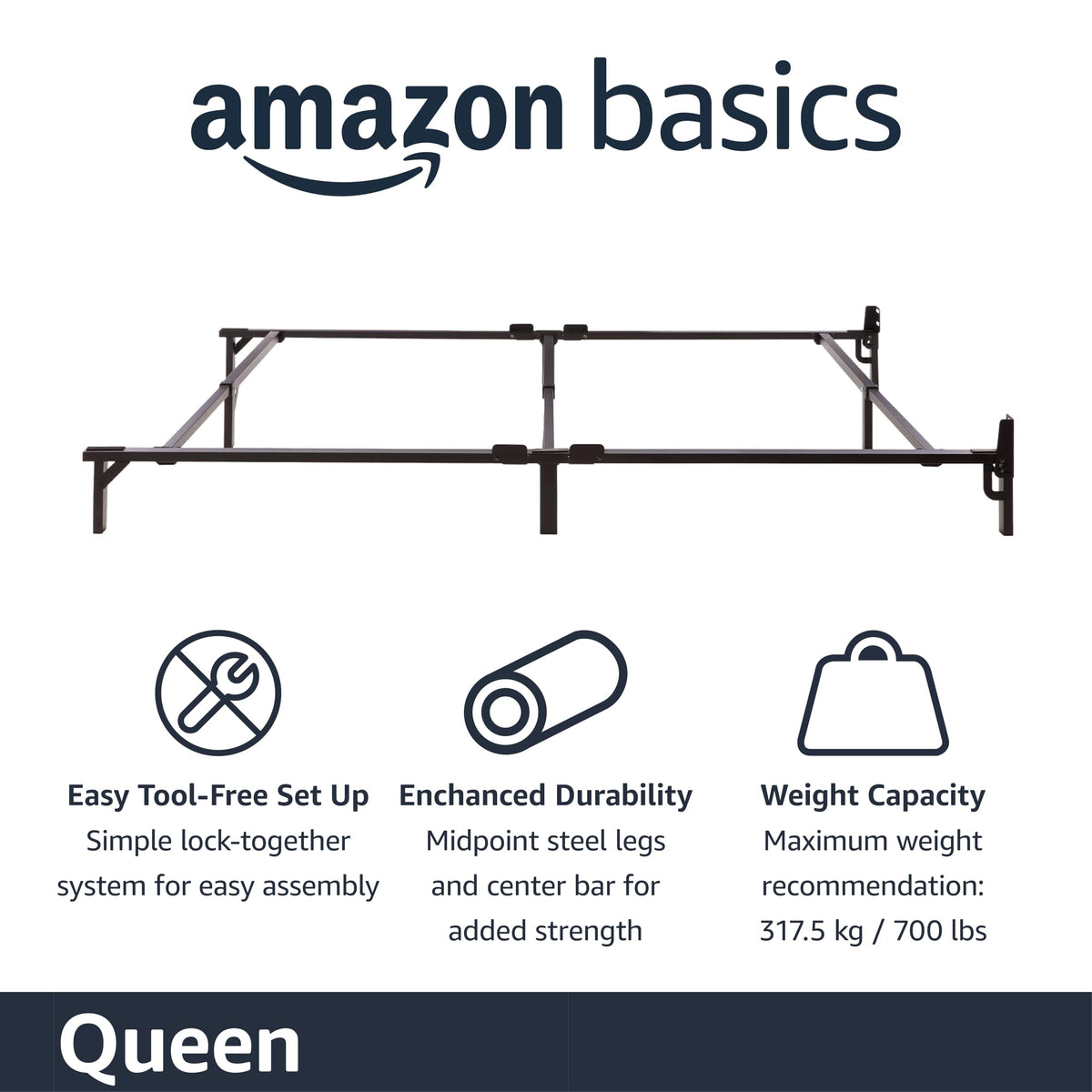 Queen Size Black Metal Bed Frame W87320