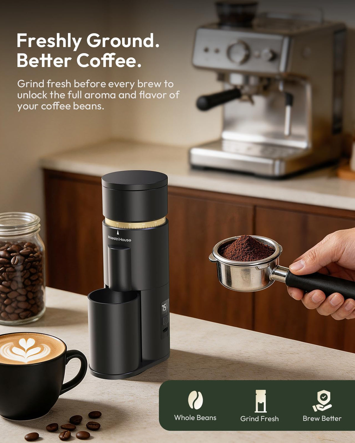 Rechargeable Single-Dose Burr Coffee Grinder D6369
