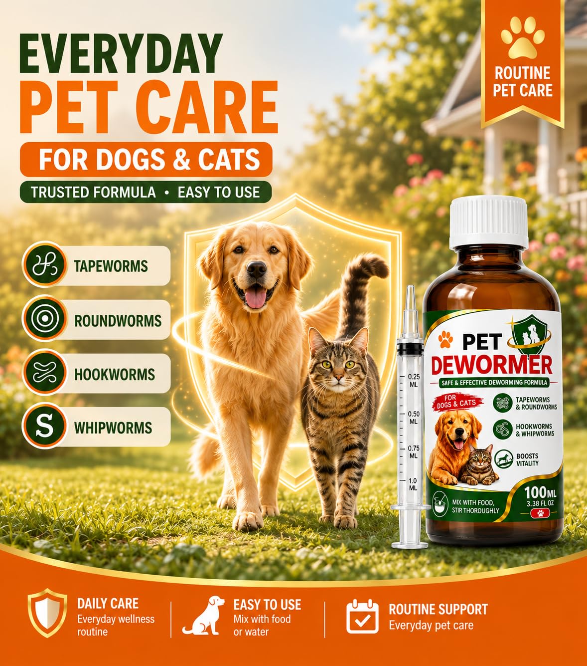 Praziquantel & Pyrantel Pamoate Oral Suspension for Dogs & Cats 3.38 fl oz T4565