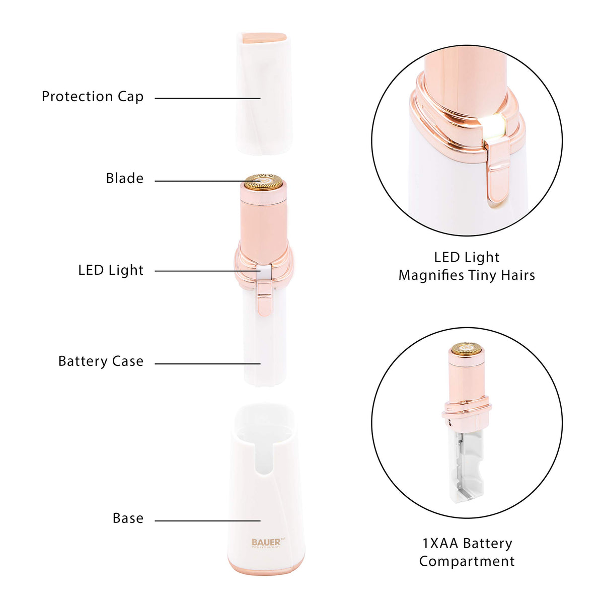 Women's Portable Face Shaver with LED Light A7910