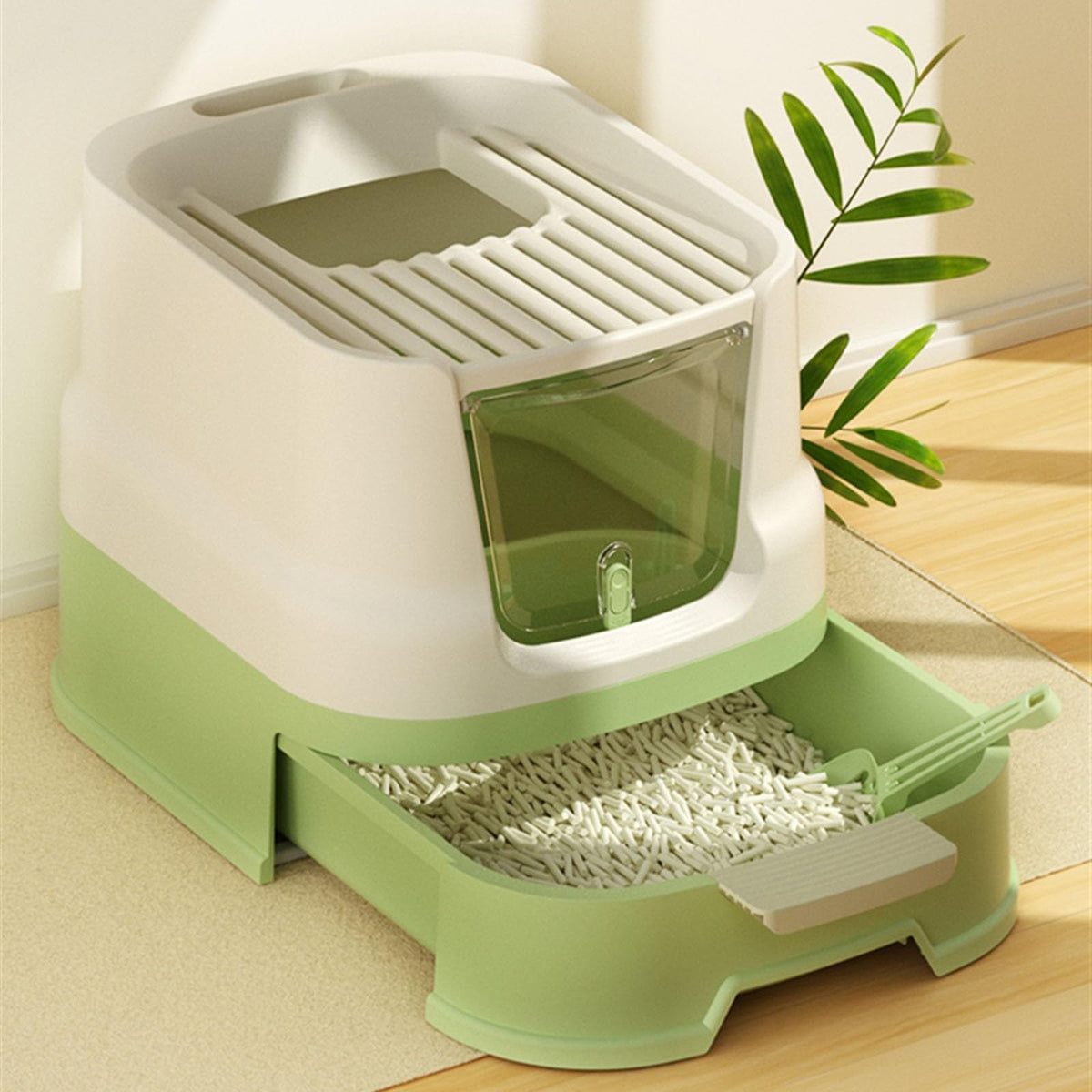Large Top Entry Cat Litter Box with Lid and Scoop N1931
