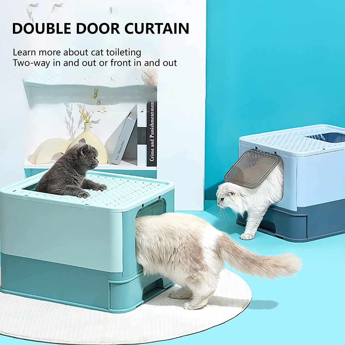 Foldable Large Top Entry Anti-Splashing Cat Litter Box with Lid and Scoop G37166