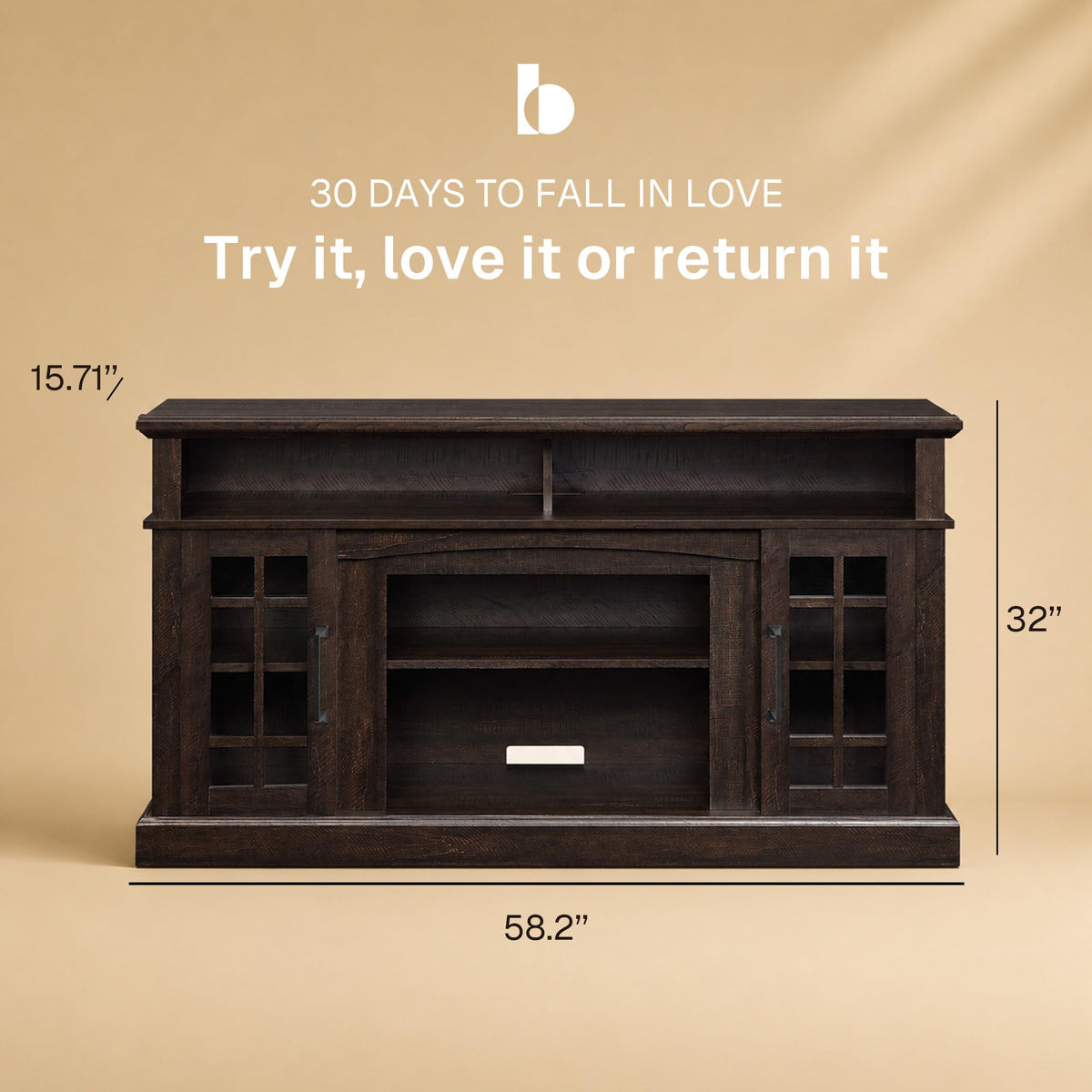 58" Espresso TV Stand & Media Entertainment Center N313
