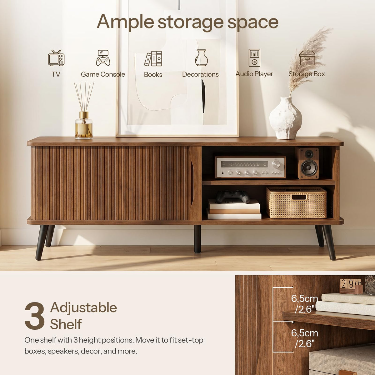 Mid Century Modern TV Stand with Storage B429089