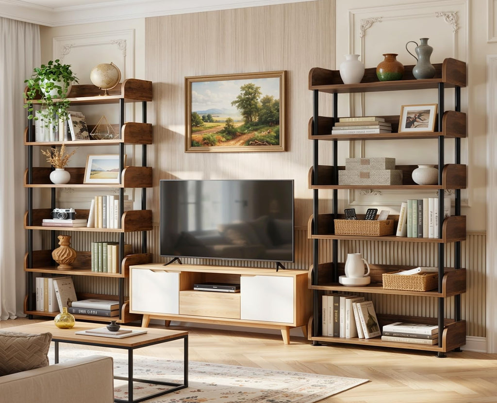 6-Tier Tall Open Bookshelf with Metal Frame L71859