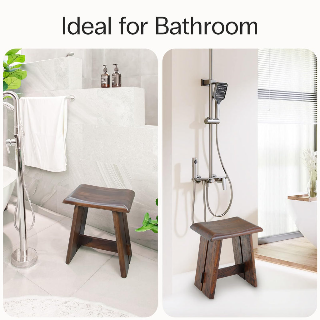 Teak 18-Inch Curved Wooden Shower Seat P720